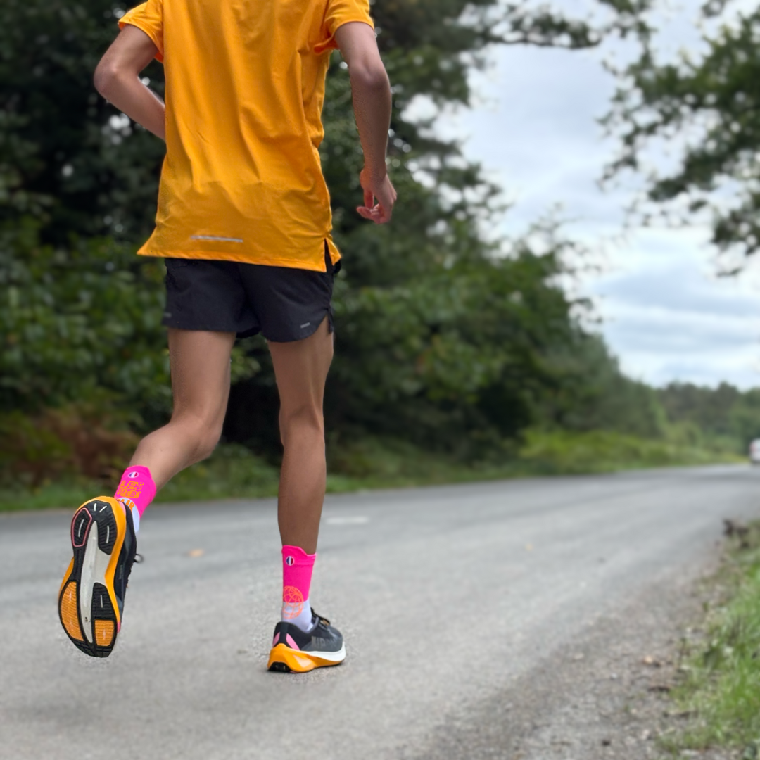 Chaussettes de running - LPST Rose fluo / blanche