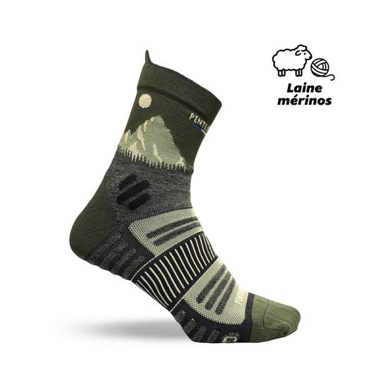 Chaussettes de randonnée mérinos - La montagne kaki