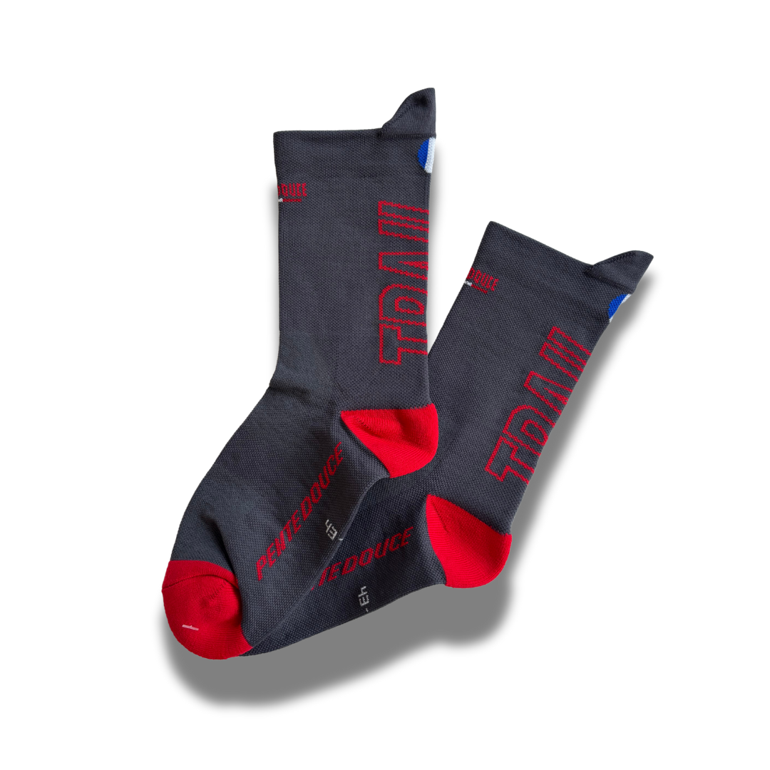 Chaussettes de trail - La grise et rouge