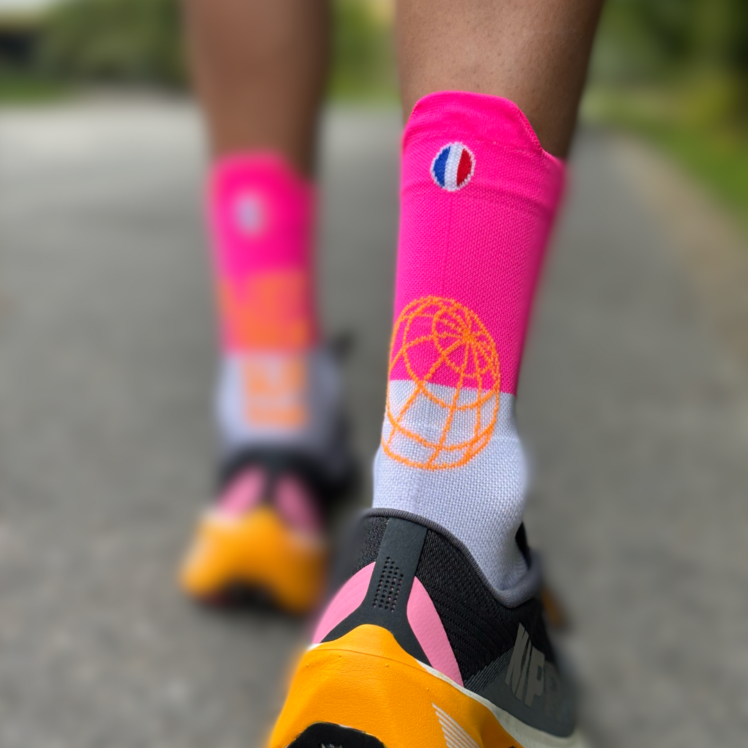 Chaussettes de running - LPST Rose fluo / blanche