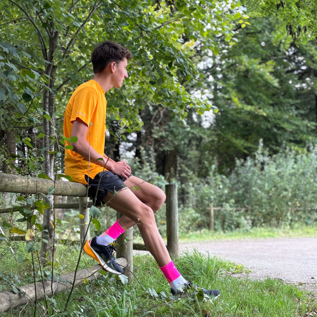 Chaussettes de running - LPST Rose fluo / blanche