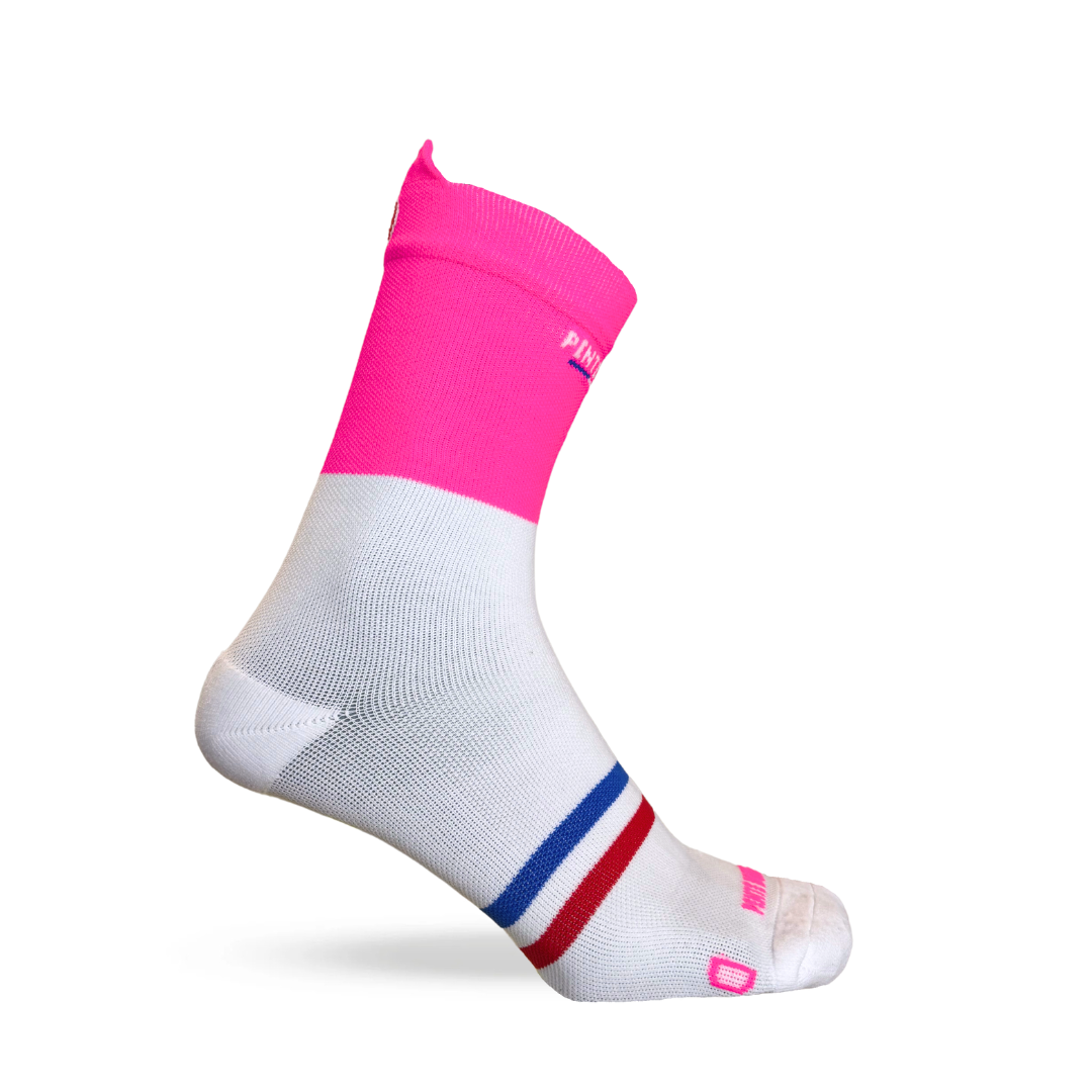 Précommande - Chaussettes de cyclisme - La Blanche et rose fluo