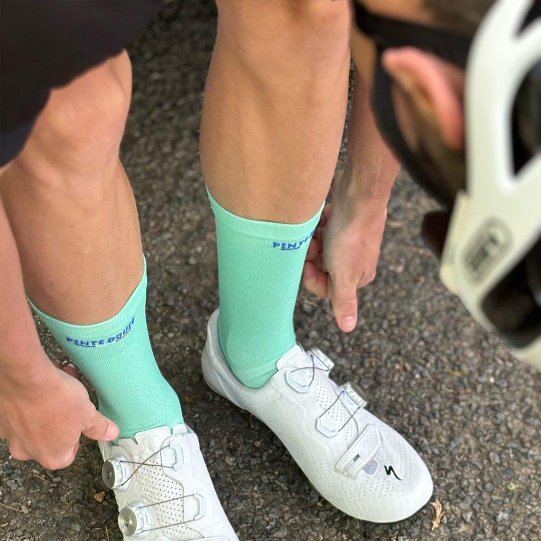 Chaussettes de cyclisme - La vert d'eau/royal