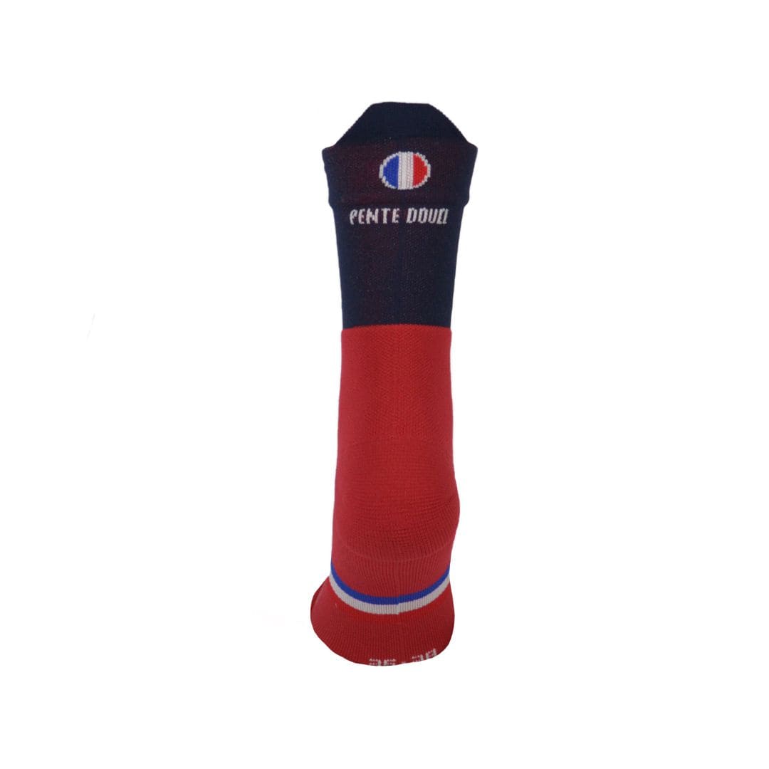 chaussettes de course à pied la cerise et bleu pentedouce fabriquées en france