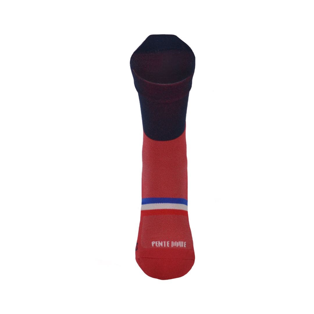 chaussettes de course à pied la cerise et bleu pentedouce fabriquées en france