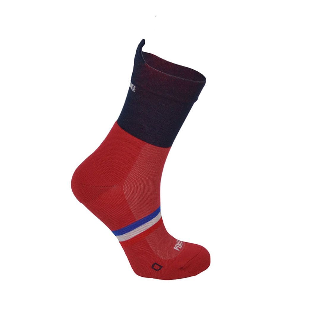 chaussettes de course à pied la cerise et bleu pentedouce fabriquées en france