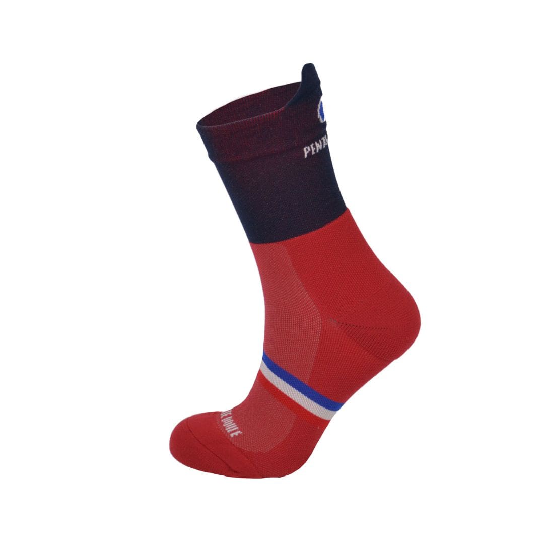 chaussettes de course à pied la cerise et bleu pentedouce fabriquées en france