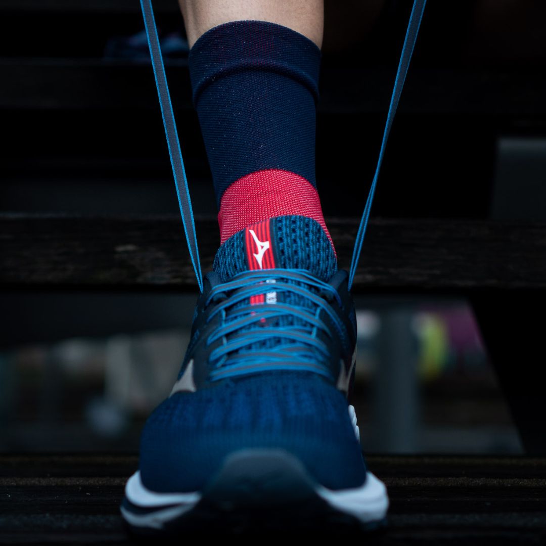 chaussettes de course à pied la cerise et bleu pentedouce fabriquées en france