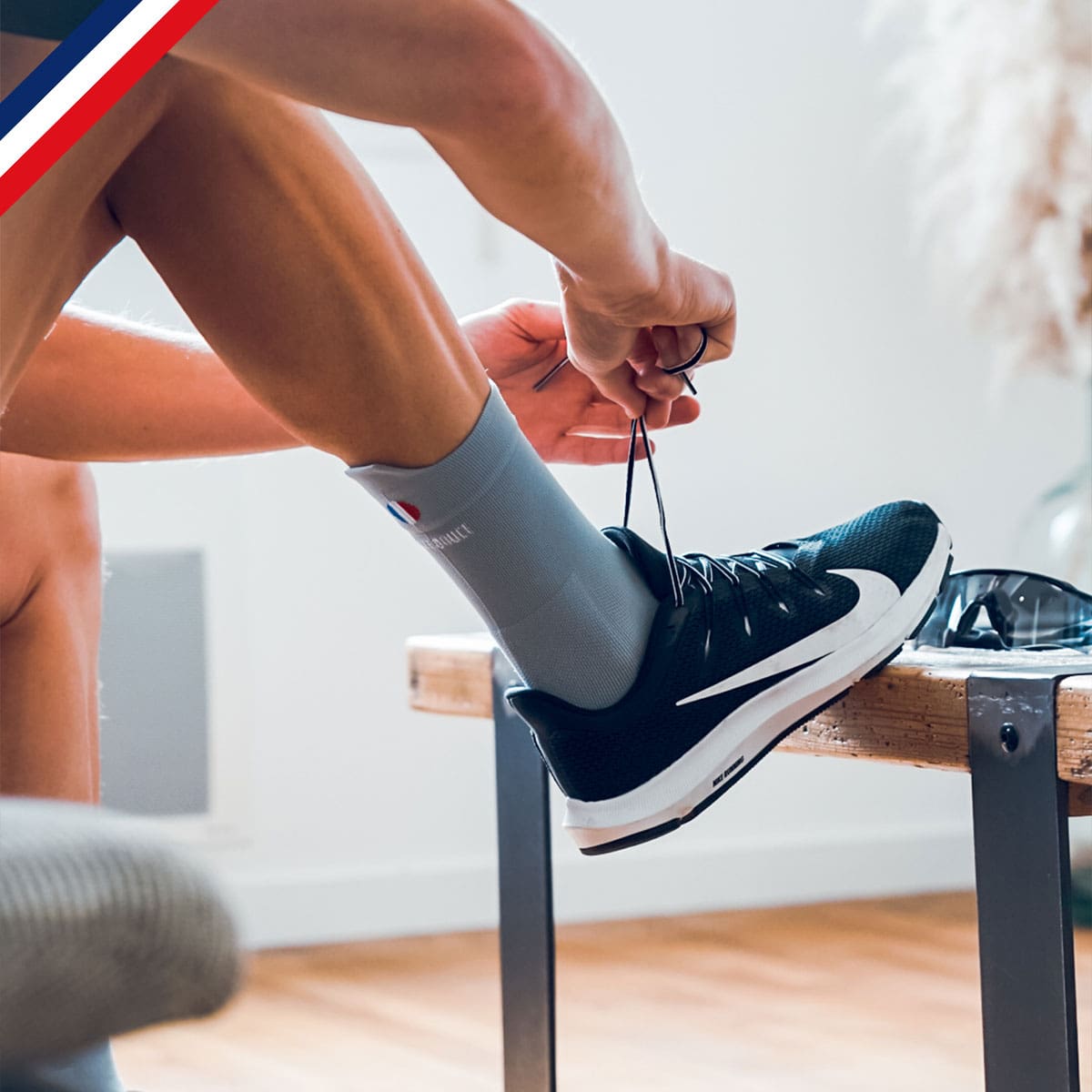 chaussettes de course à pied la gris perle pentedouce fabriquées en france