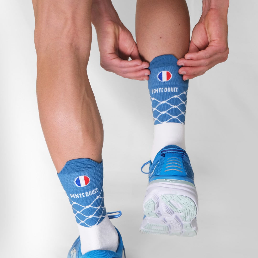 chaussettes de course à pied recyclées le filet pentedouce fabriquées en france