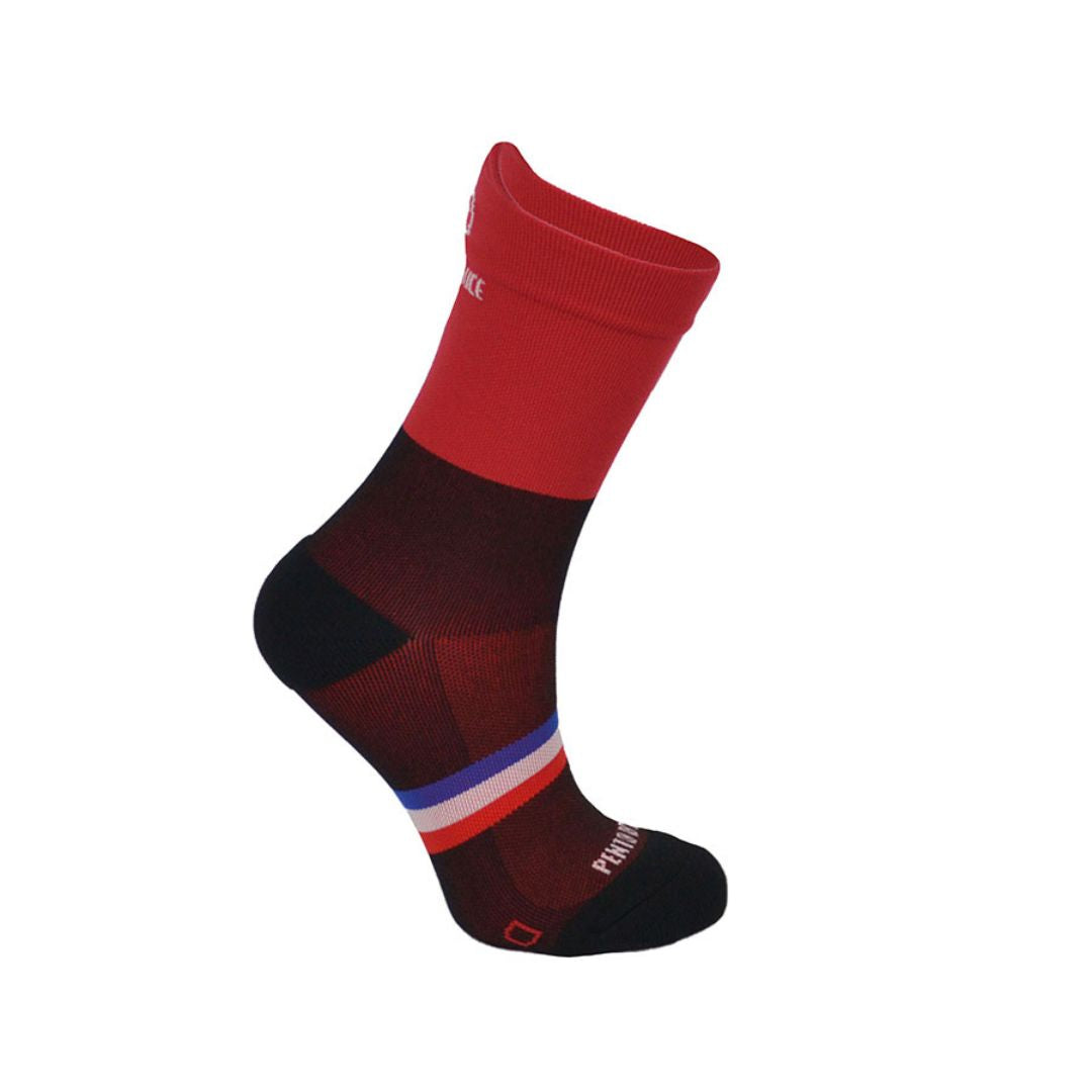 chaussettes de cyclisme la cerise et noir pentedouce fabriquées en france
