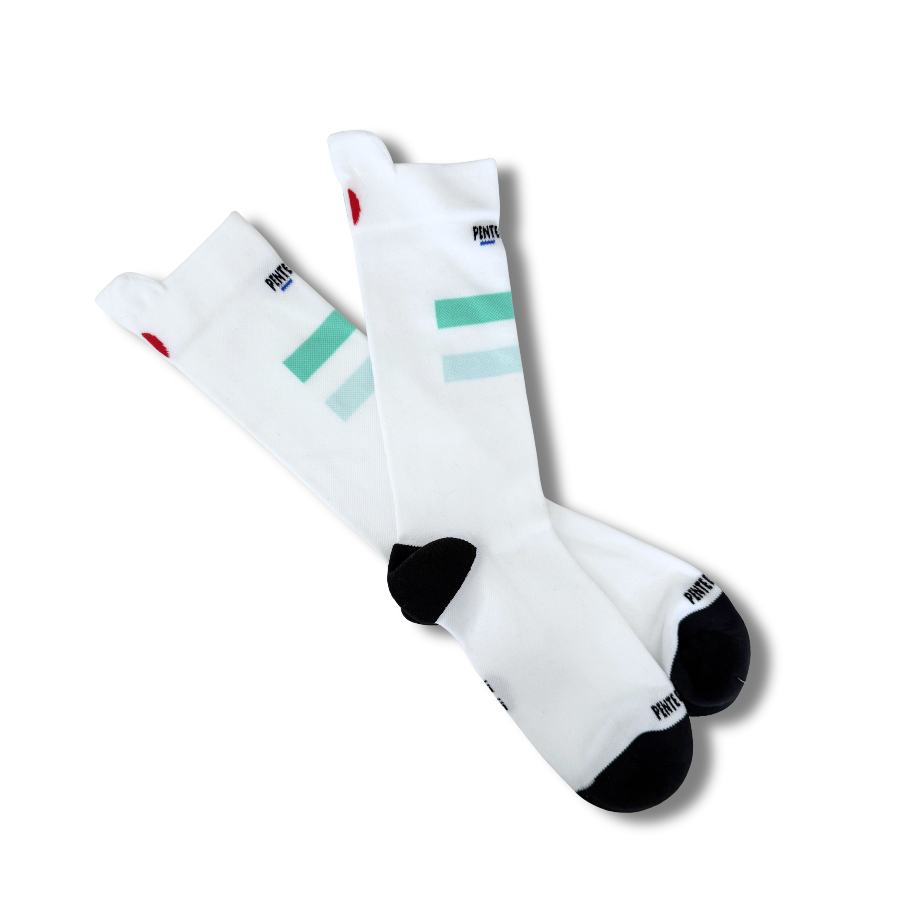 Chaussettes de cyclisme - La blanche à bandes verte