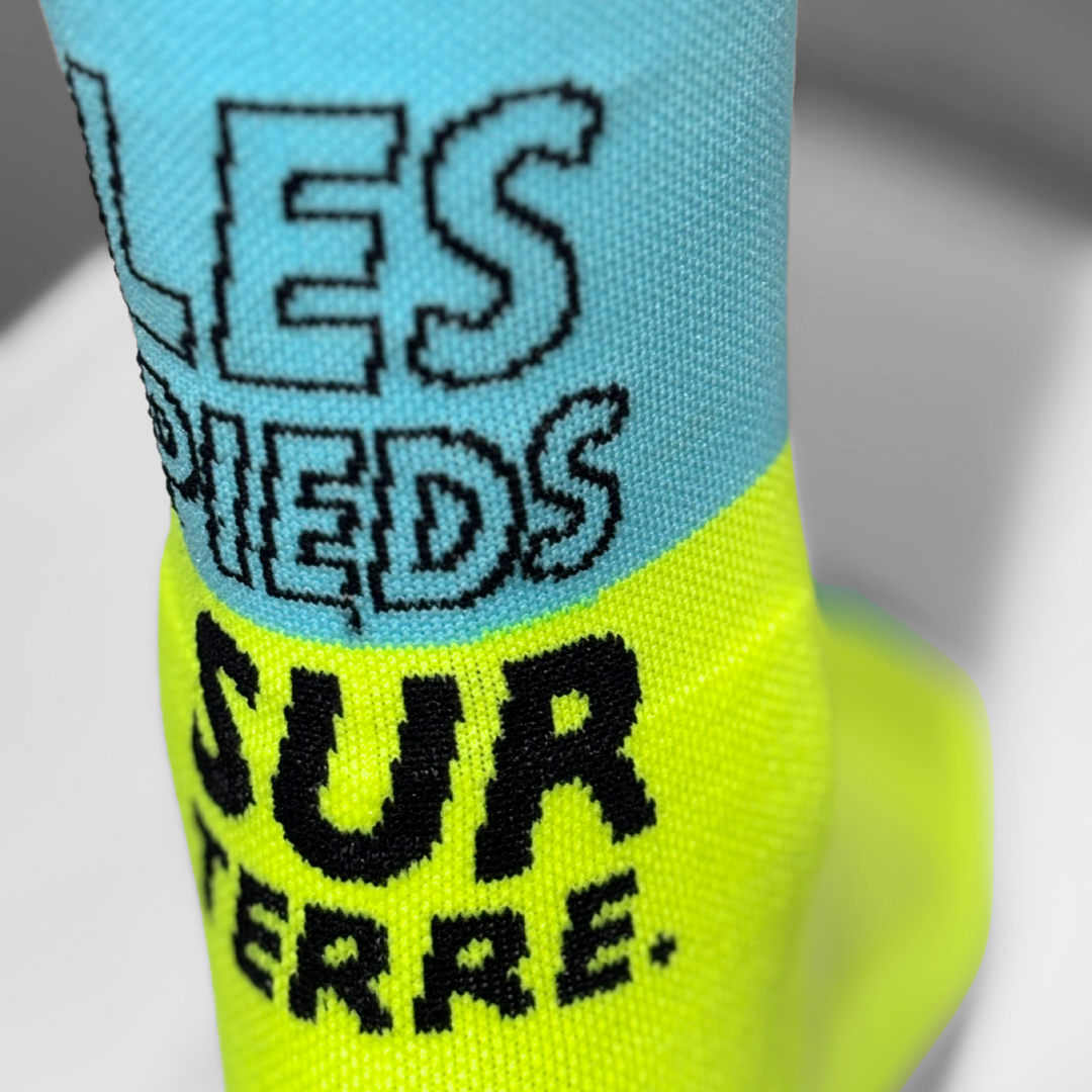 Chaussettes de running - LPST Jaune fluo / Ciel