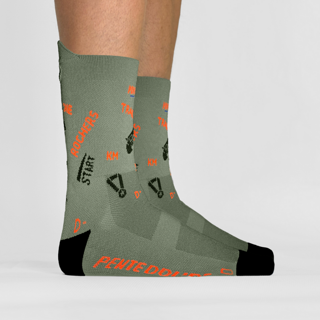 Chaussettes de trail - La kaki orange - Précommande