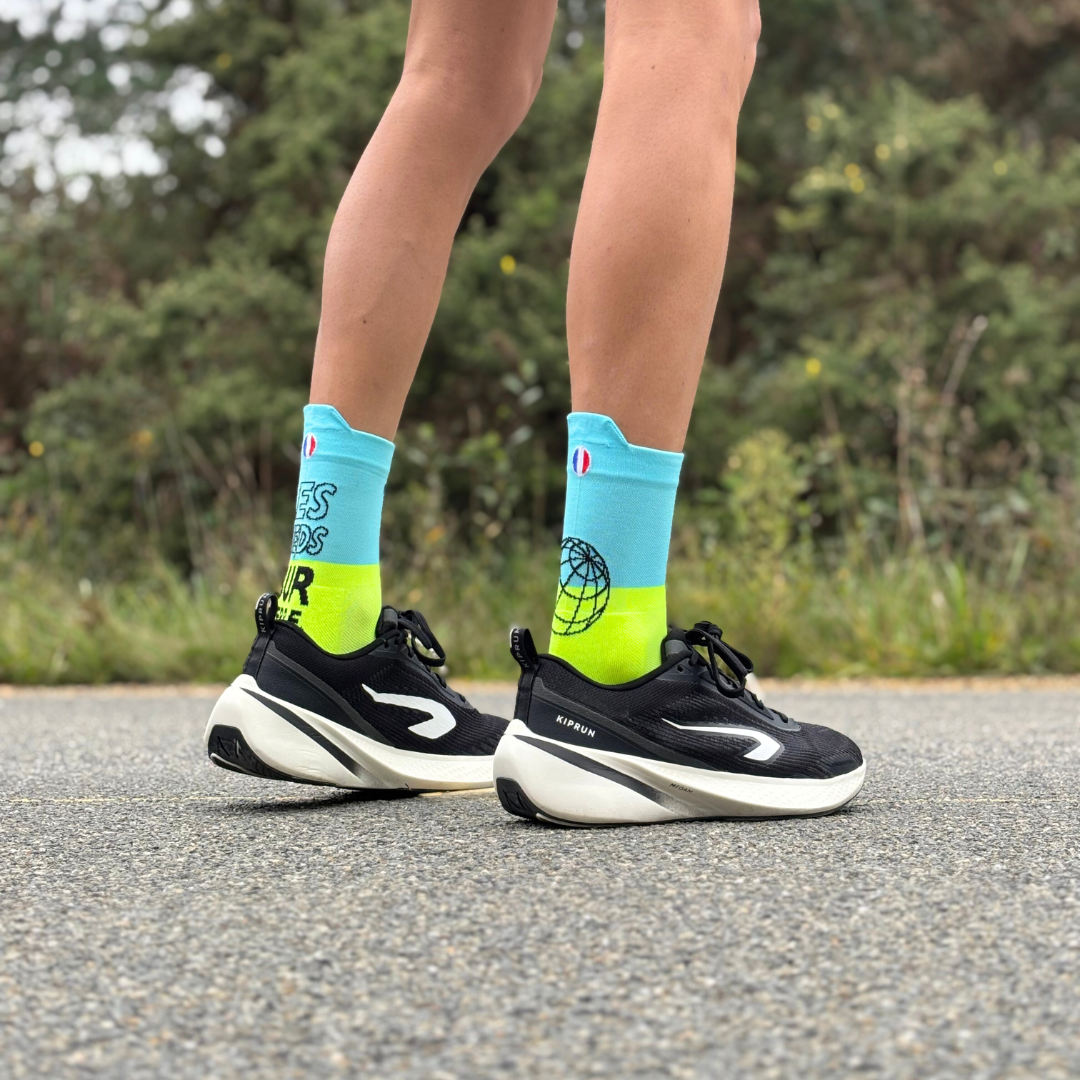 Chaussettes de running - LPST Jaune fluo / Ciel