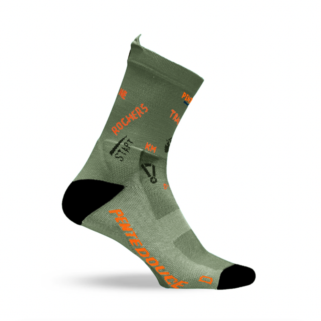 Chaussettes de trail - La kaki orange - Précommande