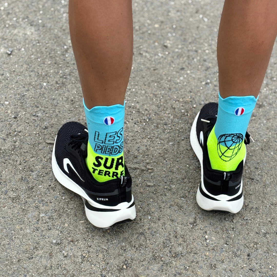 Chaussettes de running - LPST Jaune fluo / Ciel