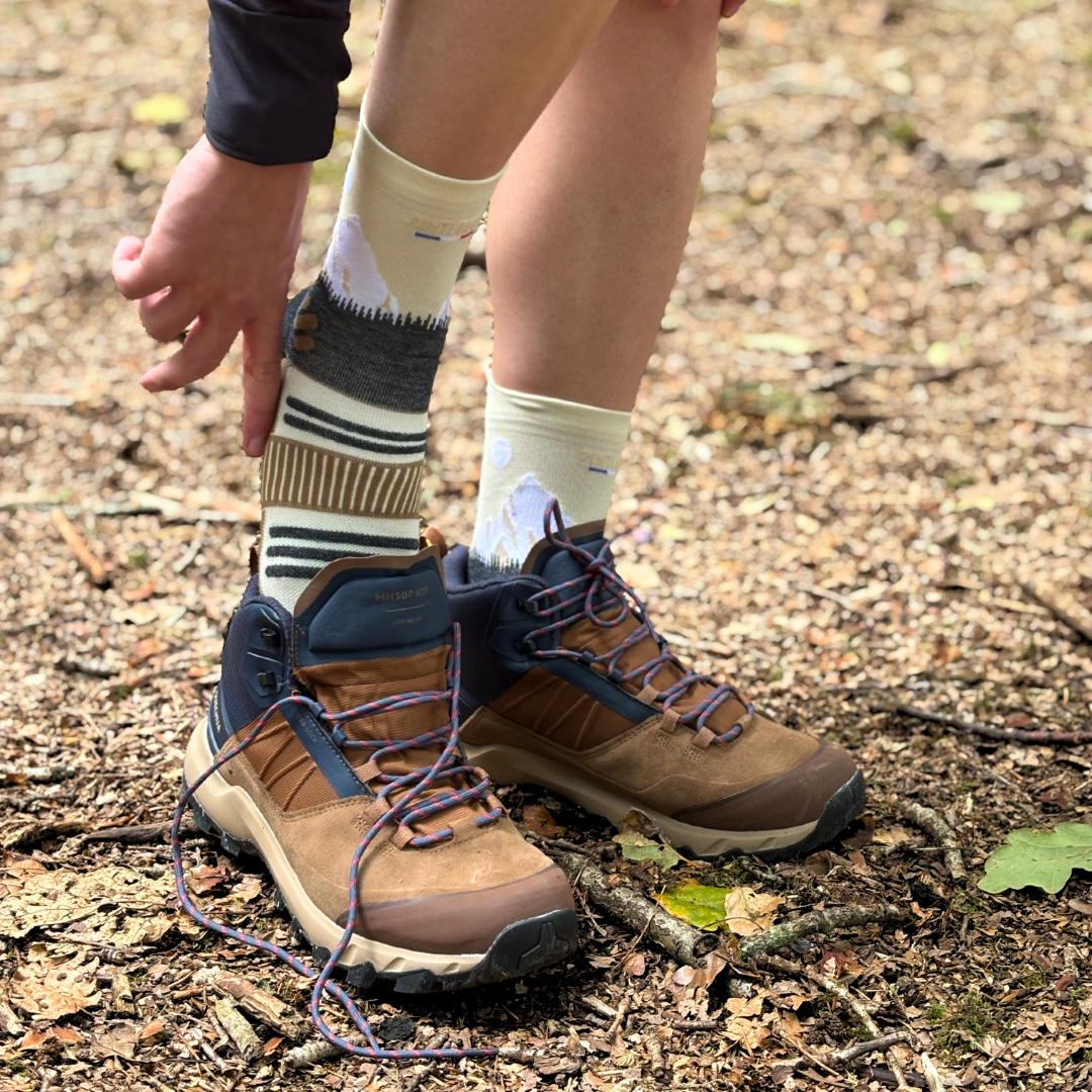 Chaussettes de randonnée mérinos - La montagne beige