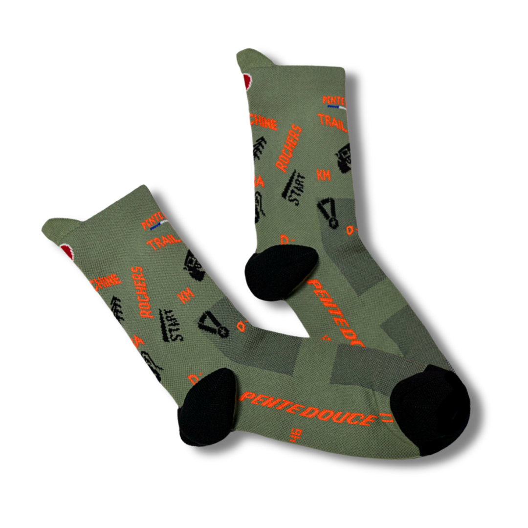 Chaussettes de trail - La kaki orange - Précommande