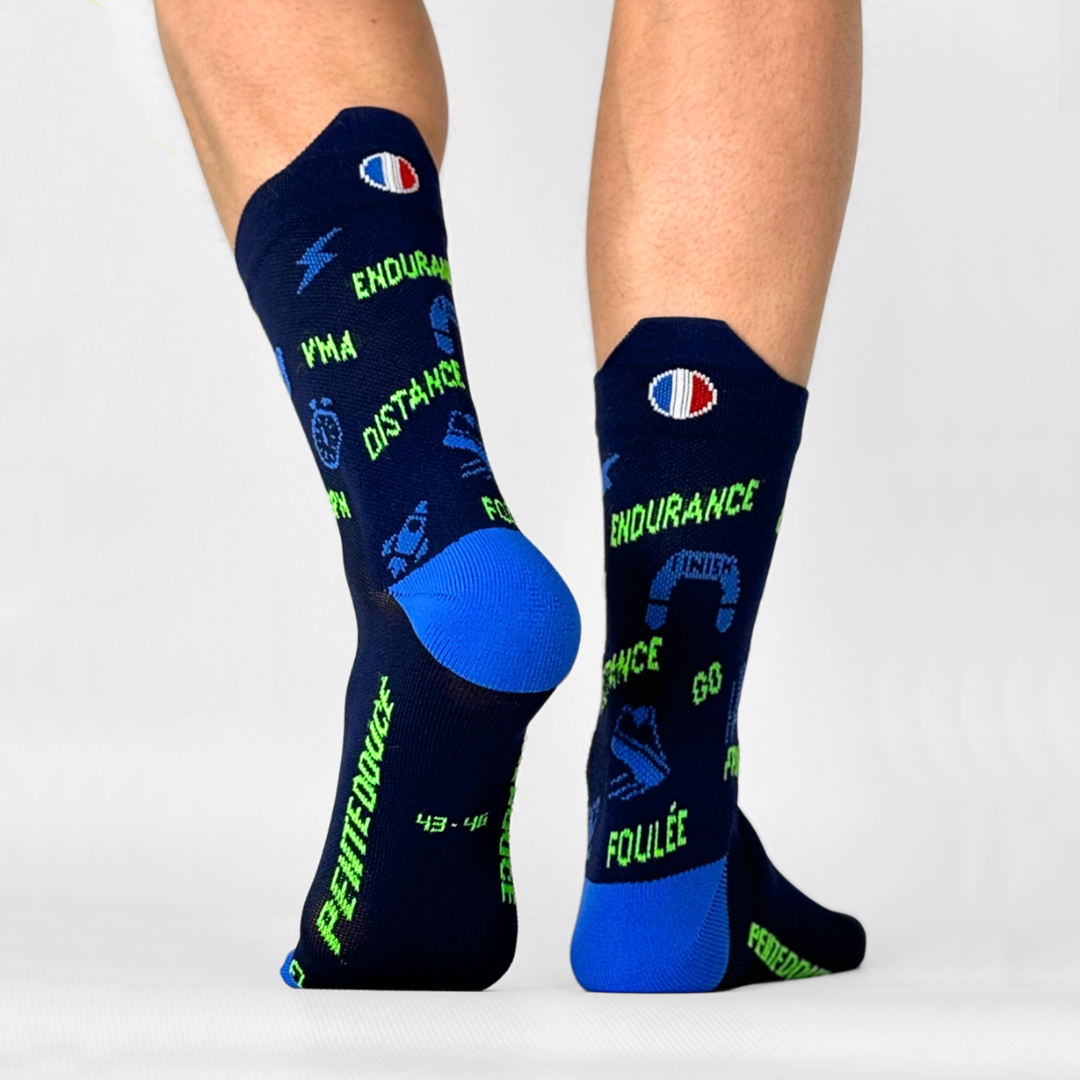 Chaussettes de running - La bleu marine et vert - Précommande