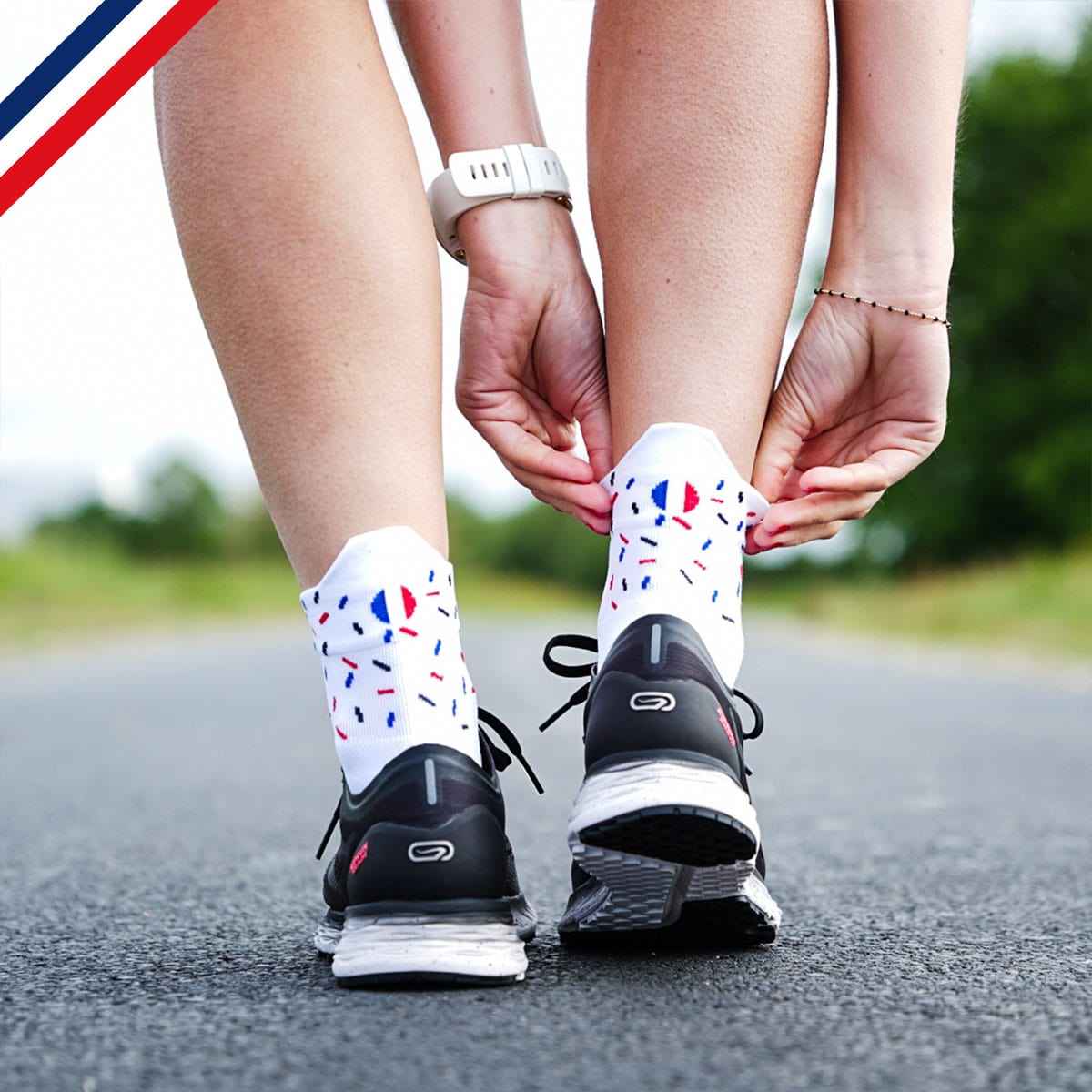 chaussettes de course à pied la socquette blanche à confettis pentedouce fabrication française